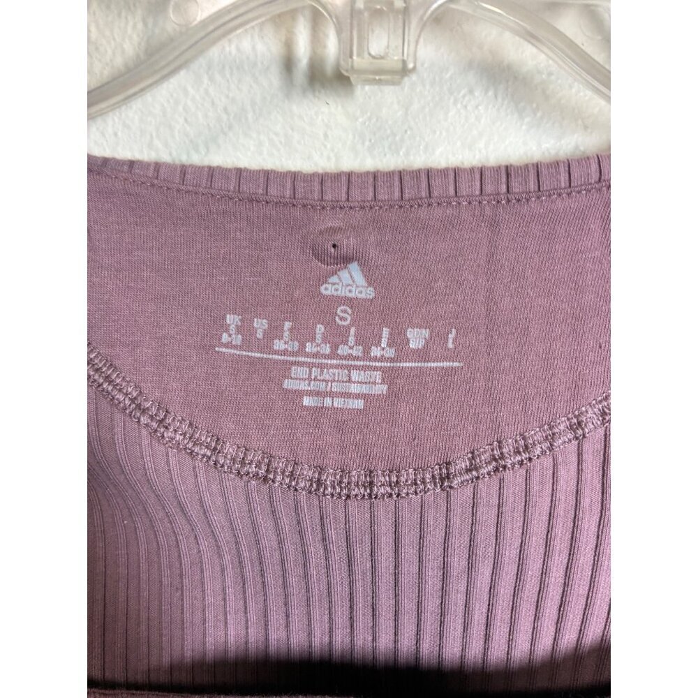 Adidas Knit Crop Top Athletic Casual Gym Yoga Workout Mauve Size Small BC9 - Picture 3 of 5
